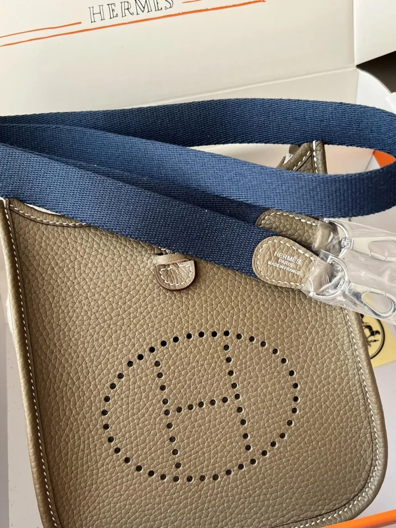 Hermes Taupe Leather Crossbody Satchel Bag 55 - Image 4