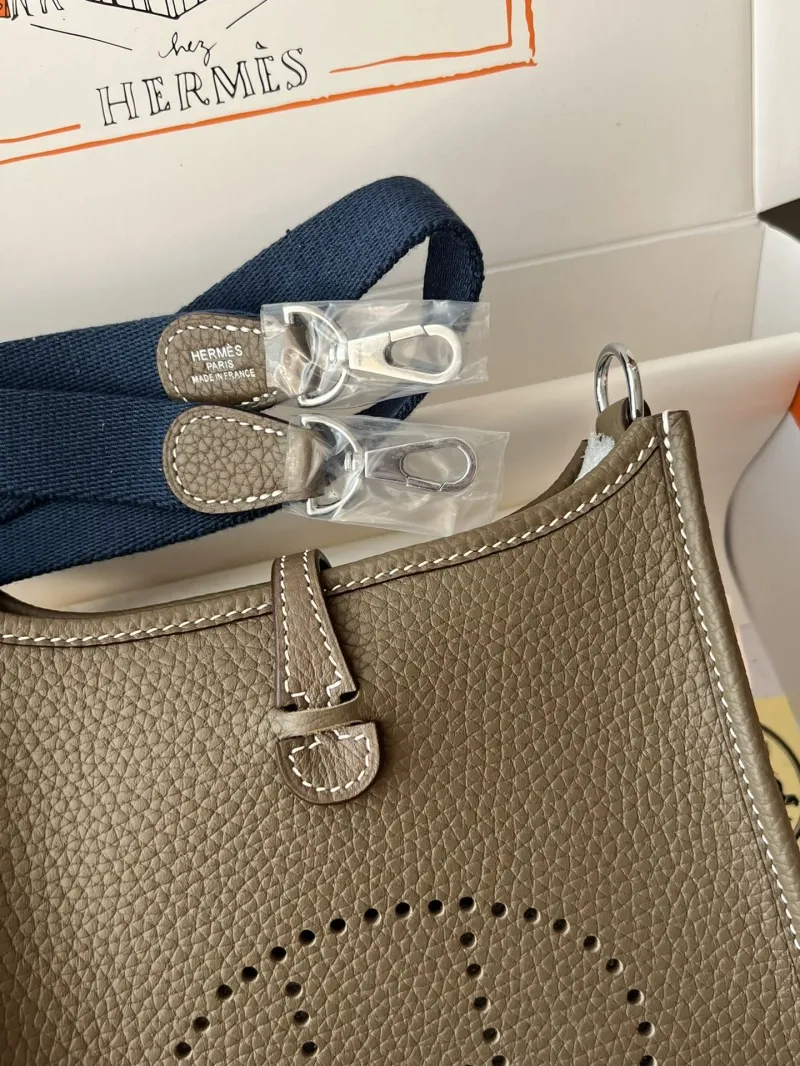 Hermes Taupe Leather Crossbody Satchel Bag 55 - Image 5