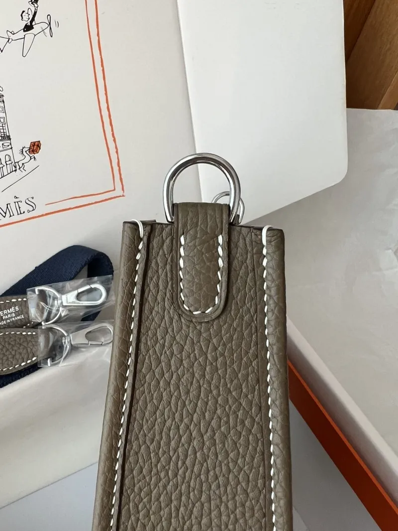 Hermes Taupe Leather Crossbody Satchel Bag 55 - Image 7