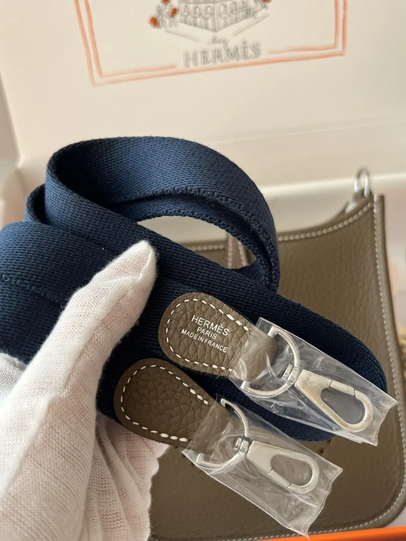 Hermes Taupe Leather Crossbody Satchel Bag 55 - Image 9