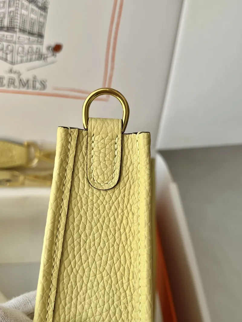 Hermes Pale Yellow Leather Crossbody Satchel Bag - Image 7