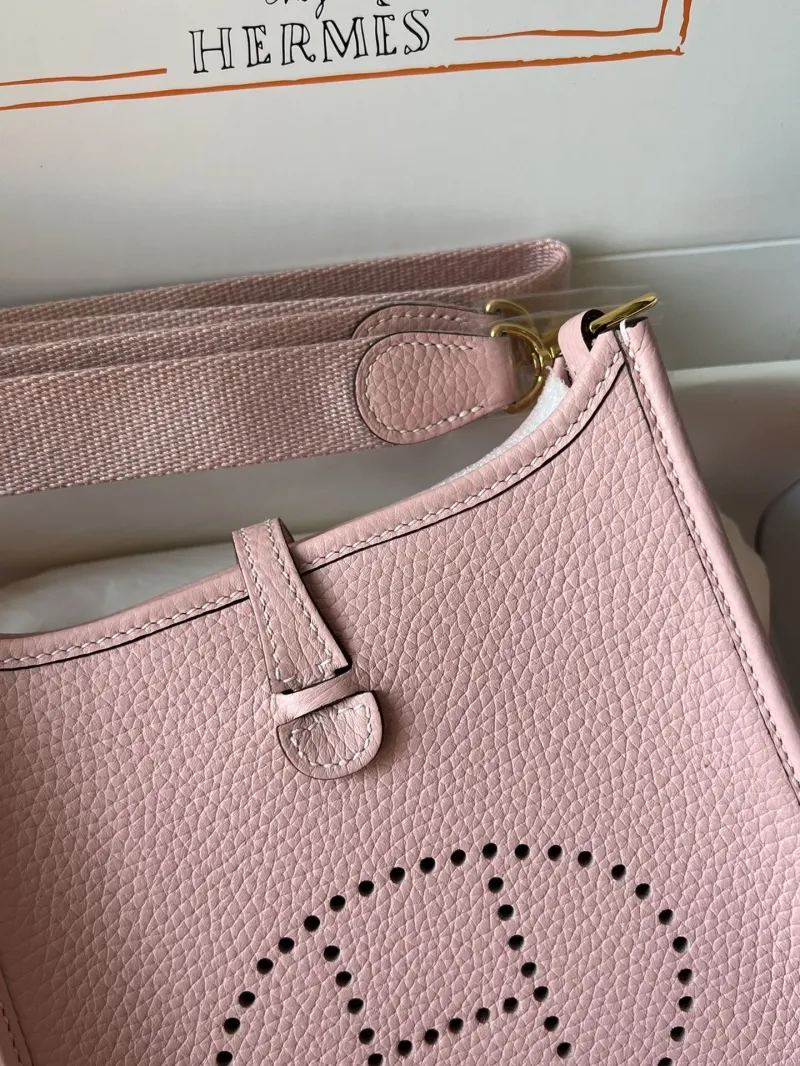 Hermes Pink Leather Crossbody Satchel Bag - Image 5
