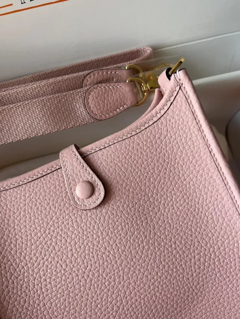 Hermes Pink Leather Crossbody Satchel Bag - Image 6