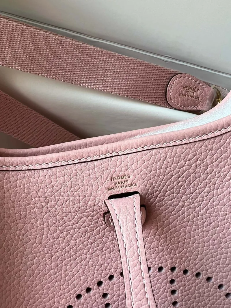 Hermes Pink Leather Crossbody Satchel Bag - Image 8