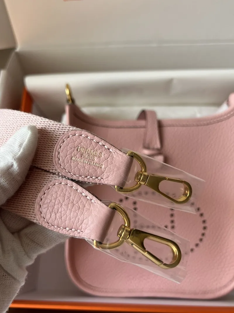 Hermes Pink Leather Crossbody Satchel Bag - Image 9