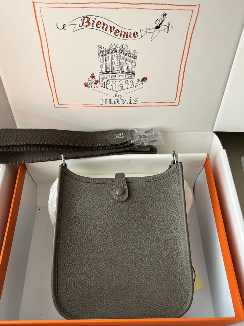 Hermes Gray Leather Crossbody Bag