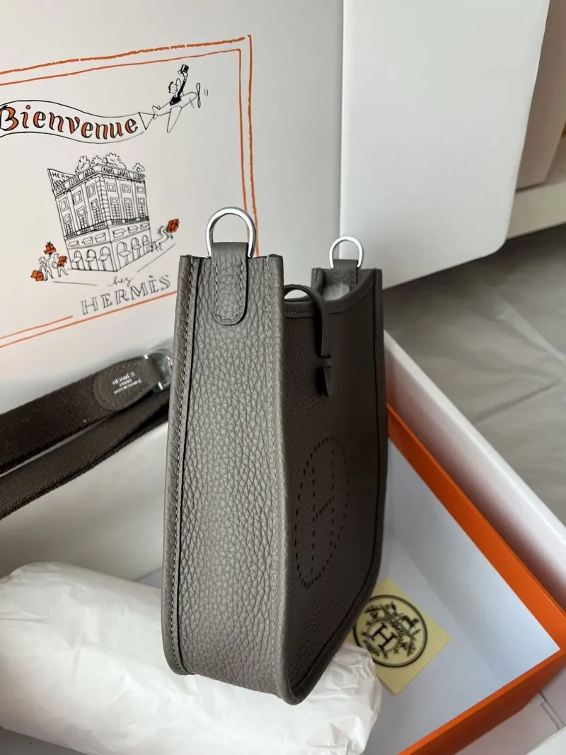Alternative view of Hermes Gray Leather Crossbody Bag