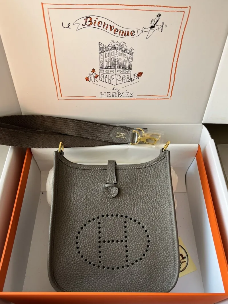 Hermes Gray Leather Crossbody Bag