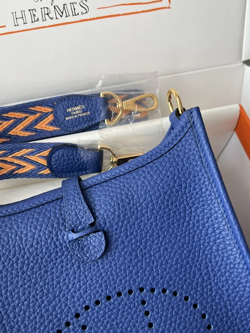 Hermes Blue Leather Crossbody Satchel Bag - Image 5