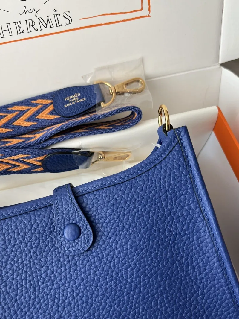 Hermes Blue Leather Crossbody Satchel Bag - Image 6