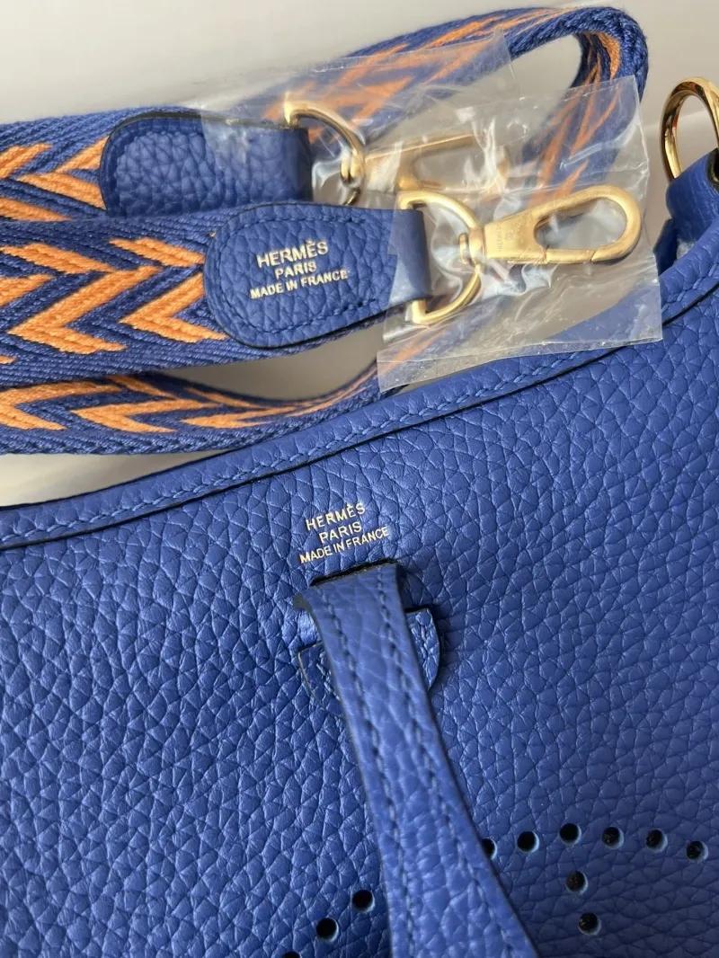 Hermes Blue Leather Crossbody Satchel Bag - Image 8