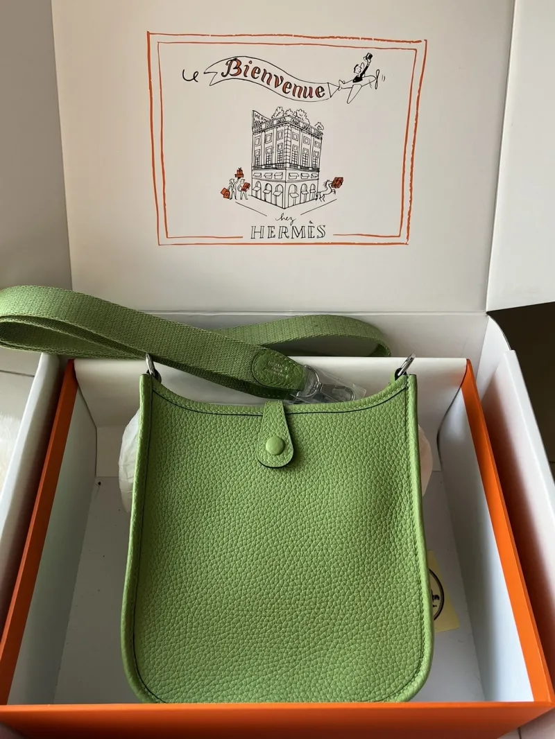 Alternative view of Hermes Green Leather Crossbody Satchel Bag