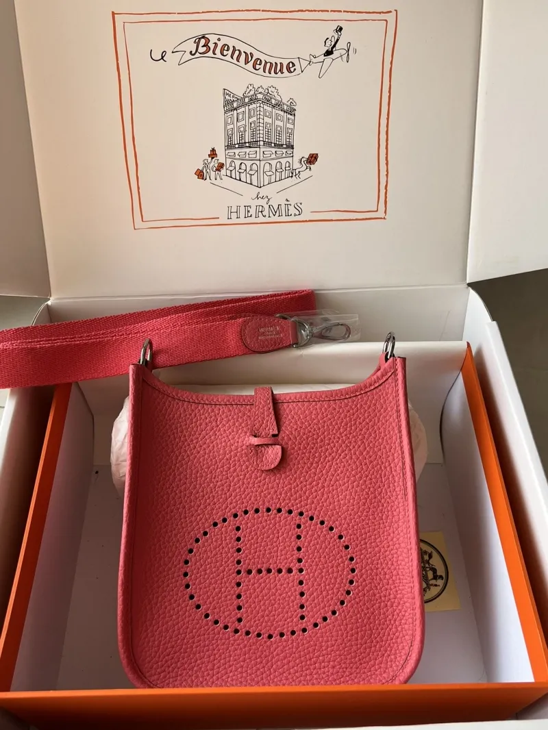 Hermes Pink Leather Satchel Crossbody Bag
