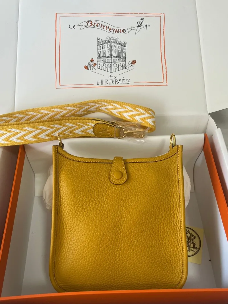 Alternative view of Hermes Yellow Leather Crossbody Satchel Bag