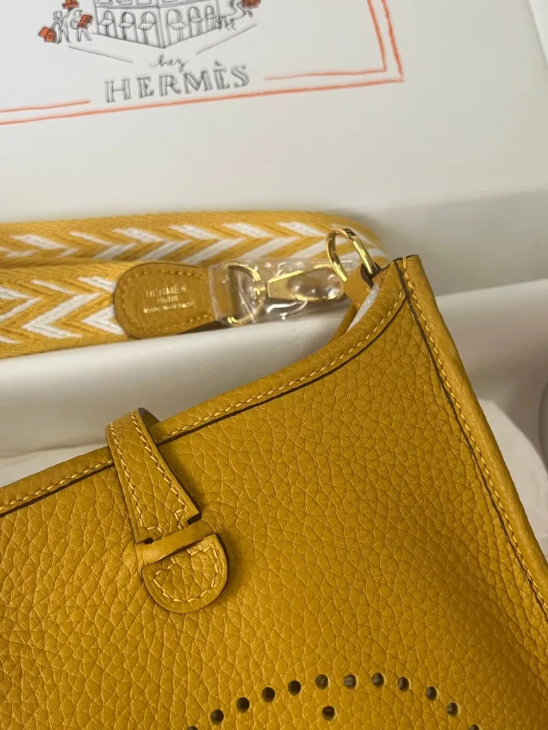 Hermes Yellow Leather Crossbody Satchel Bag - Image 3