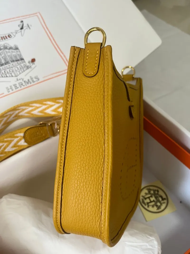 Hermes Yellow Leather Crossbody Satchel Bag - Image 6