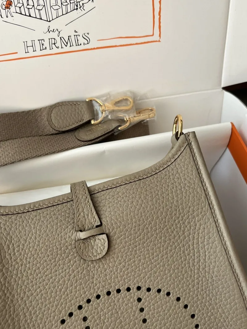 Hermes Gray Leather Crossbody Satchel Bag - Image 5