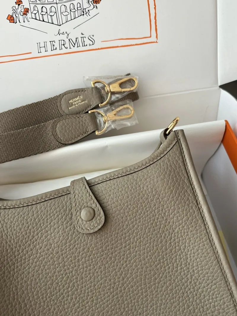 Hermes Gray Leather Crossbody Satchel Bag - Image 6
