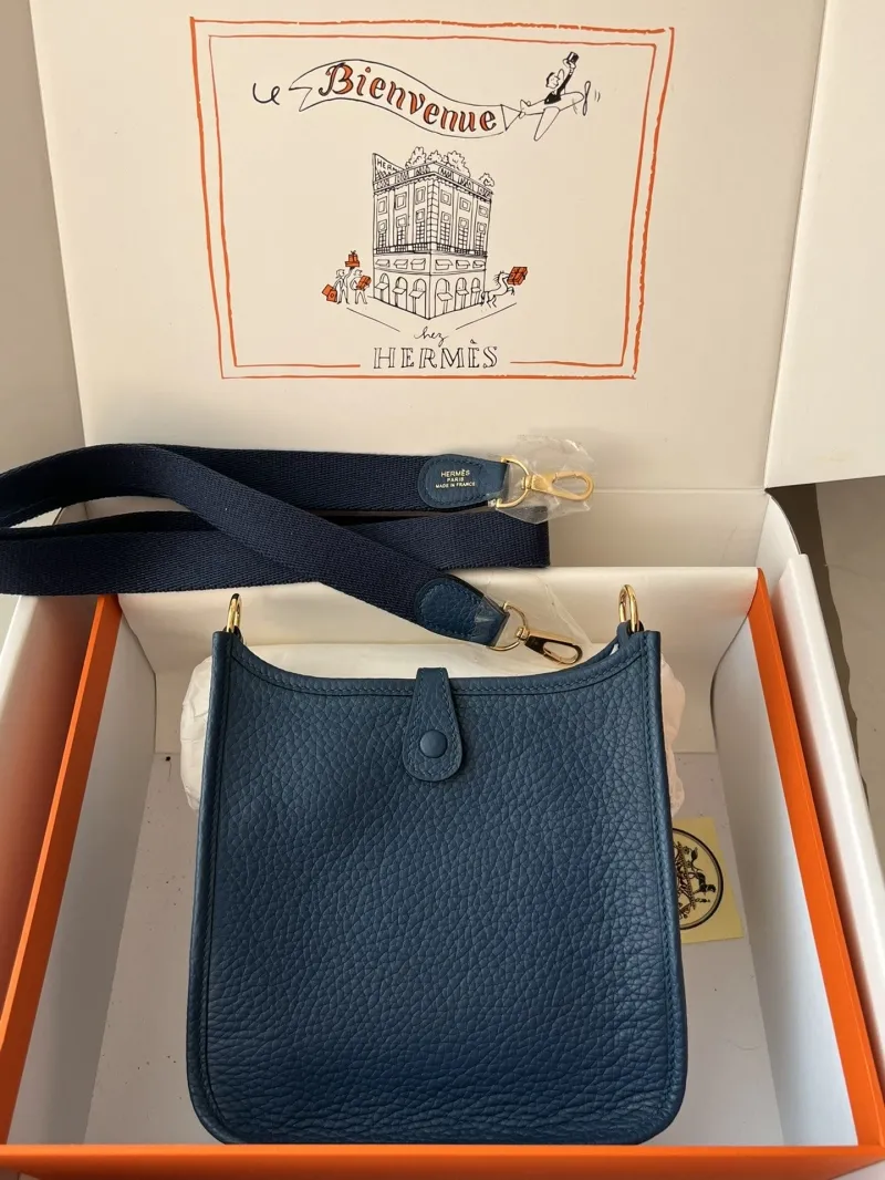 Alternative view of Hermes Dark Blue Leather Crossbody Satchel Bag