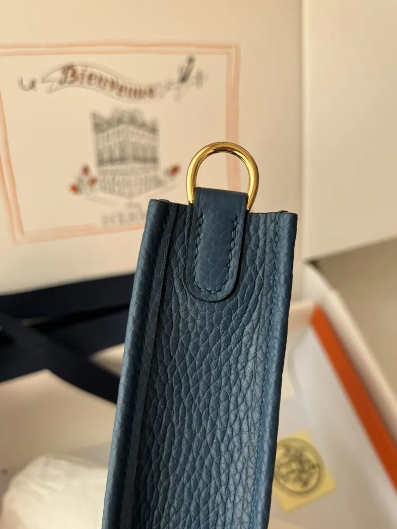 Hermes Dark Blue Leather Crossbody Satchel Bag - Image 7