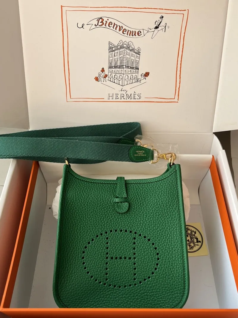 Hermes Green Leather Satchel Crossbody Bag 74