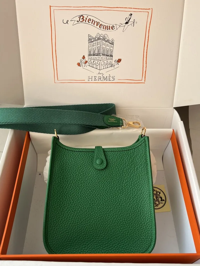 Alternative view of Hermes Green Leather Satchel Crossbody Bag 74