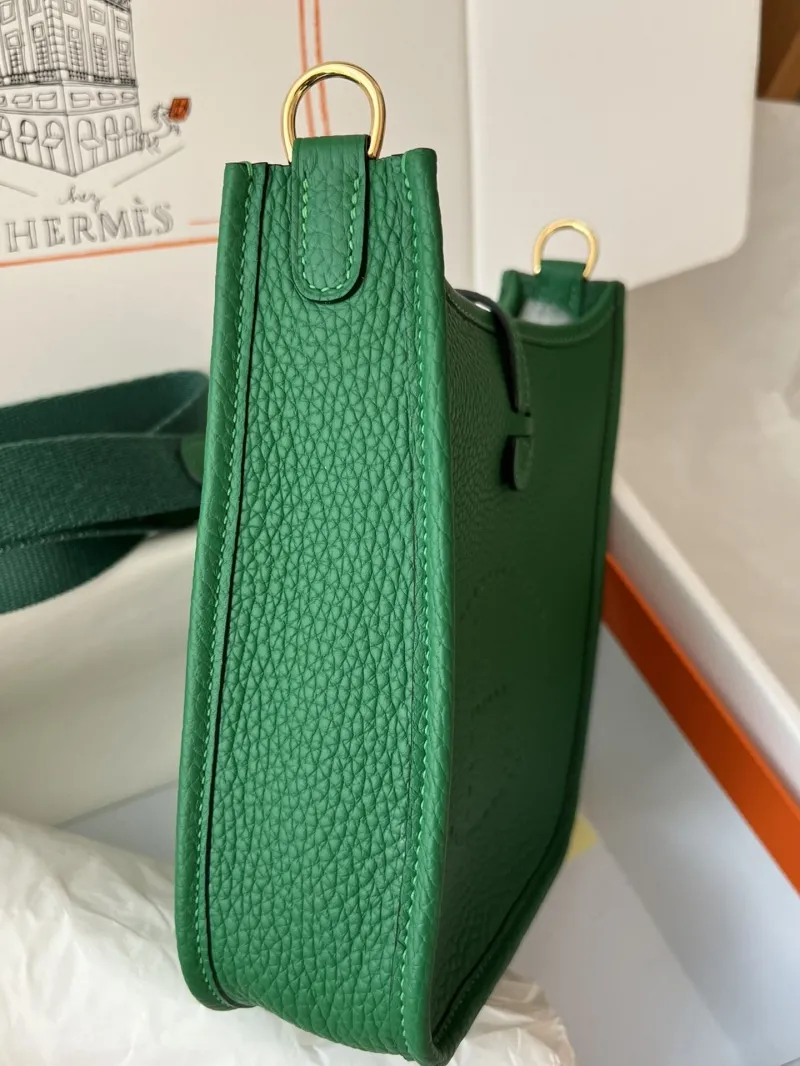 Hermes Green Leather Satchel Crossbody Bag 74 - Image 3