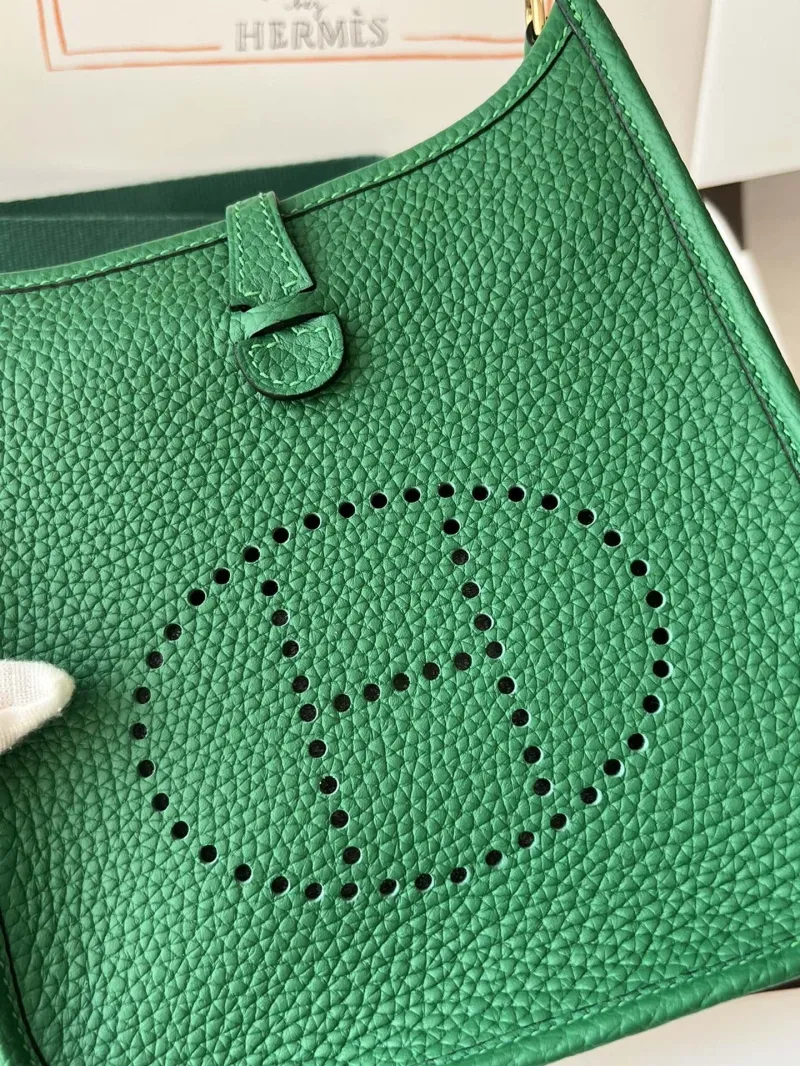 Hermes Green Leather Satchel Crossbody Bag 74 - Image 4