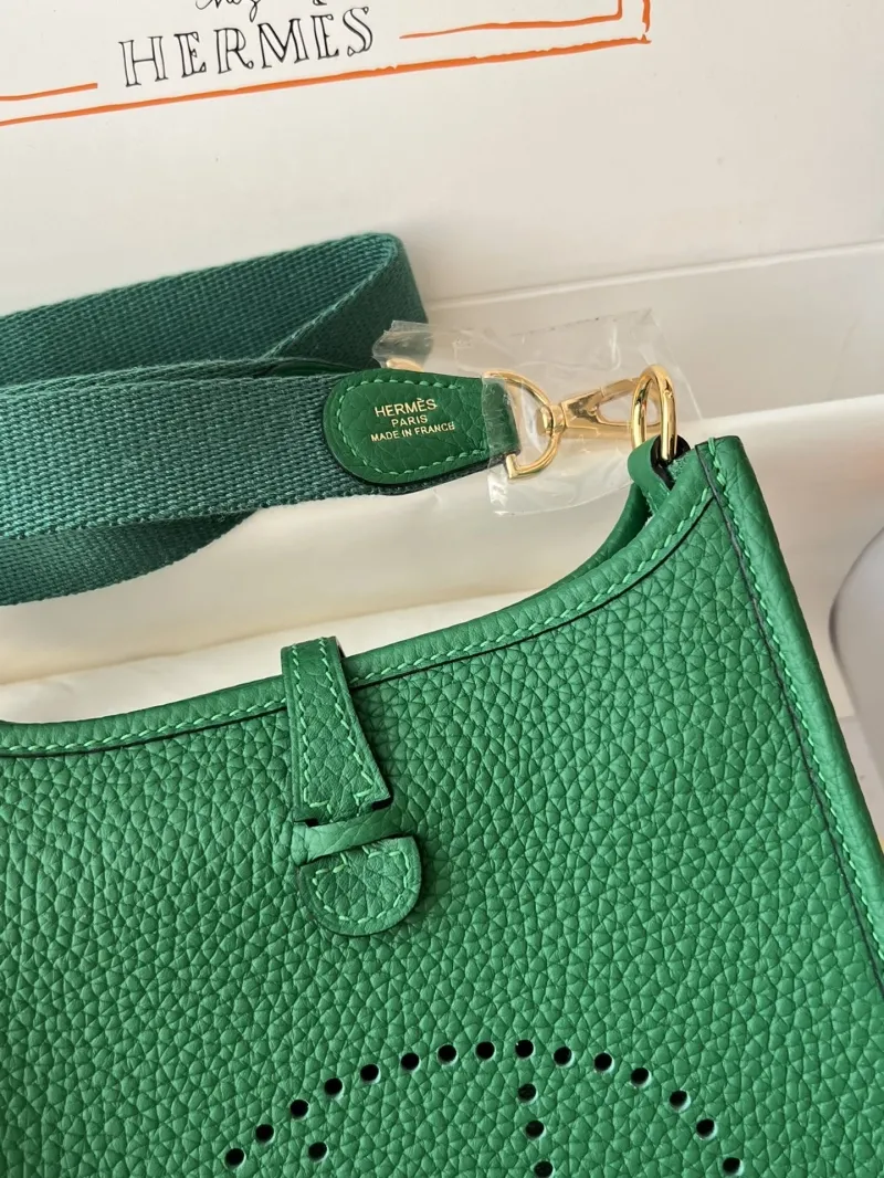 Hermes Green Leather Satchel Crossbody Bag 74 - Image 5
