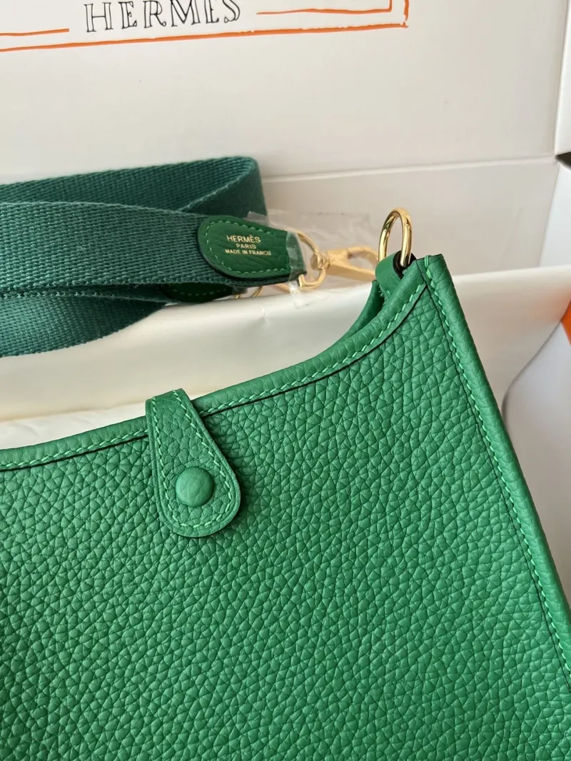 Hermes Green Leather Satchel Crossbody Bag 74 - Image 6