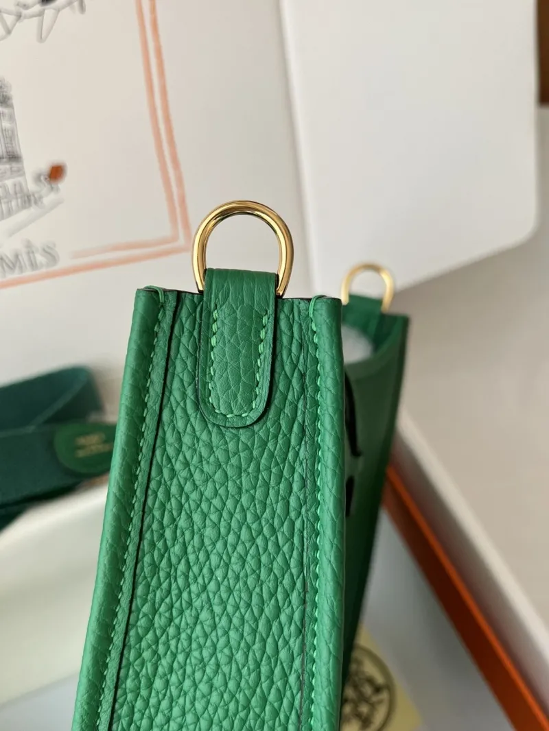 Hermes Green Leather Satchel Crossbody Bag 74 - Image 7