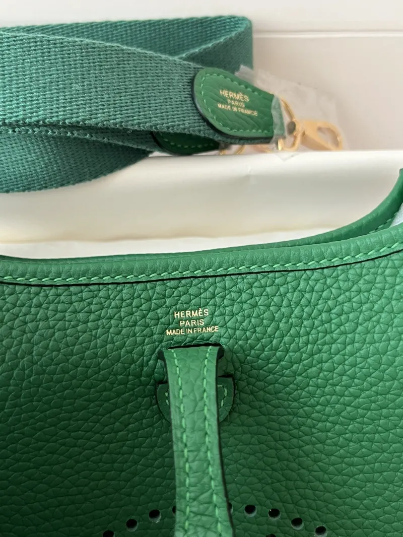 Hermes Green Leather Satchel Crossbody Bag 74 - Image 8