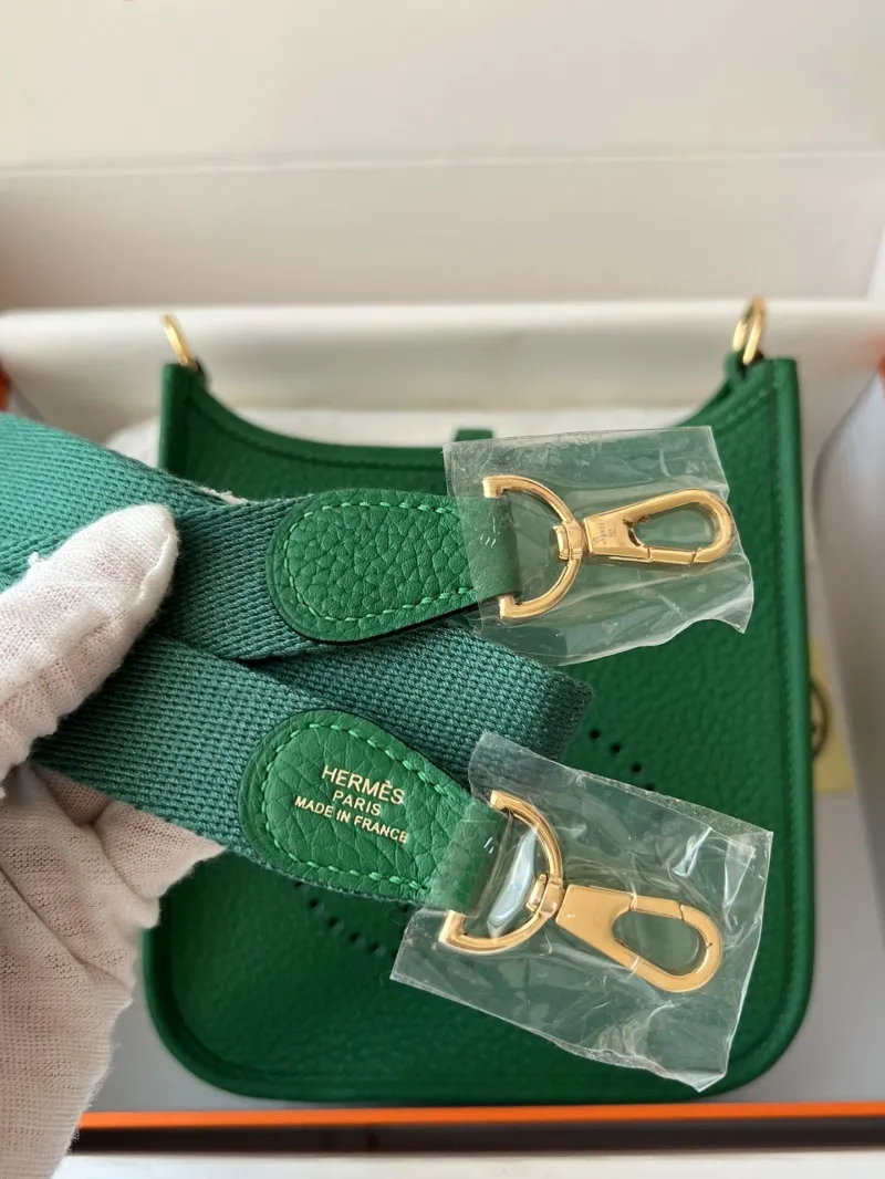 Hermes Green Leather Satchel Crossbody Bag 74 - Image 9