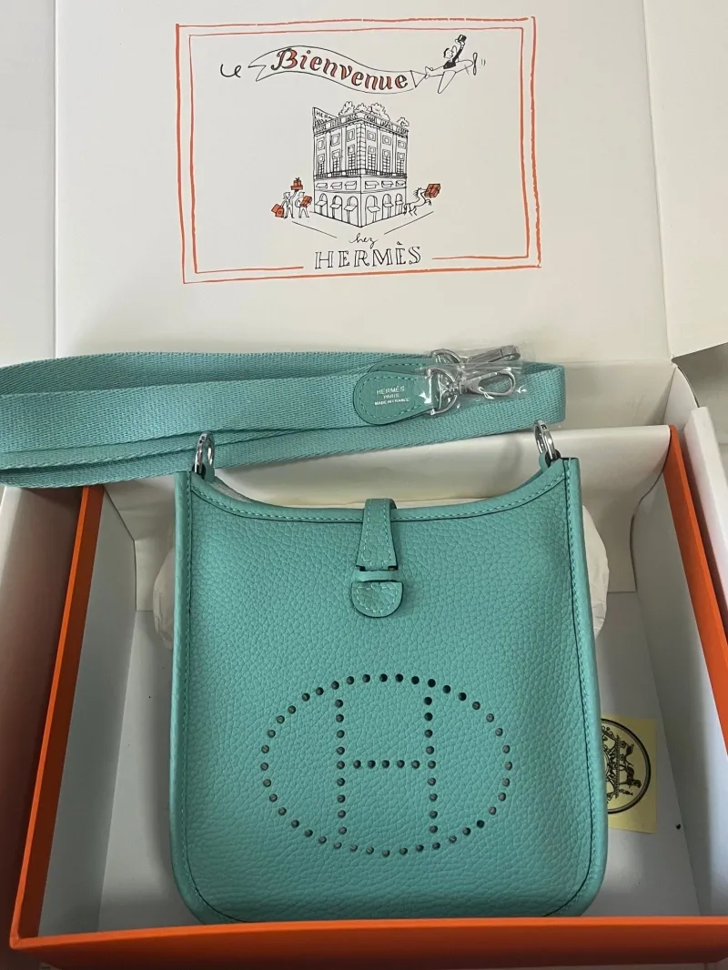 Hermes Turquoise Crossbody Satchel Bag 75
