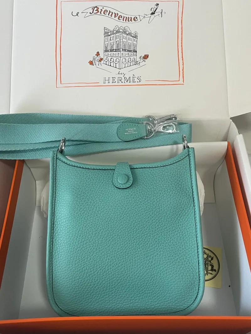 Alternative view of Hermes Turquoise Crossbody Satchel Bag 75