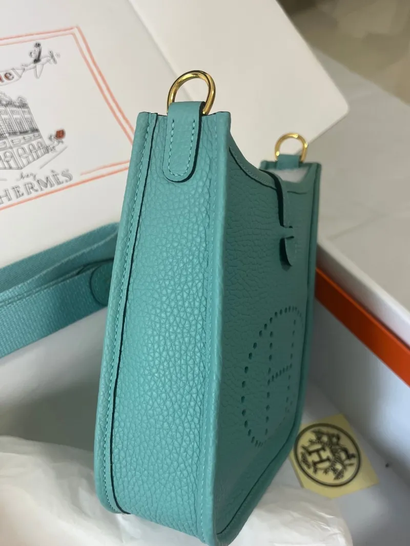 Hermes Turquoise Leather Crossbody Satchel Bag - Image 6