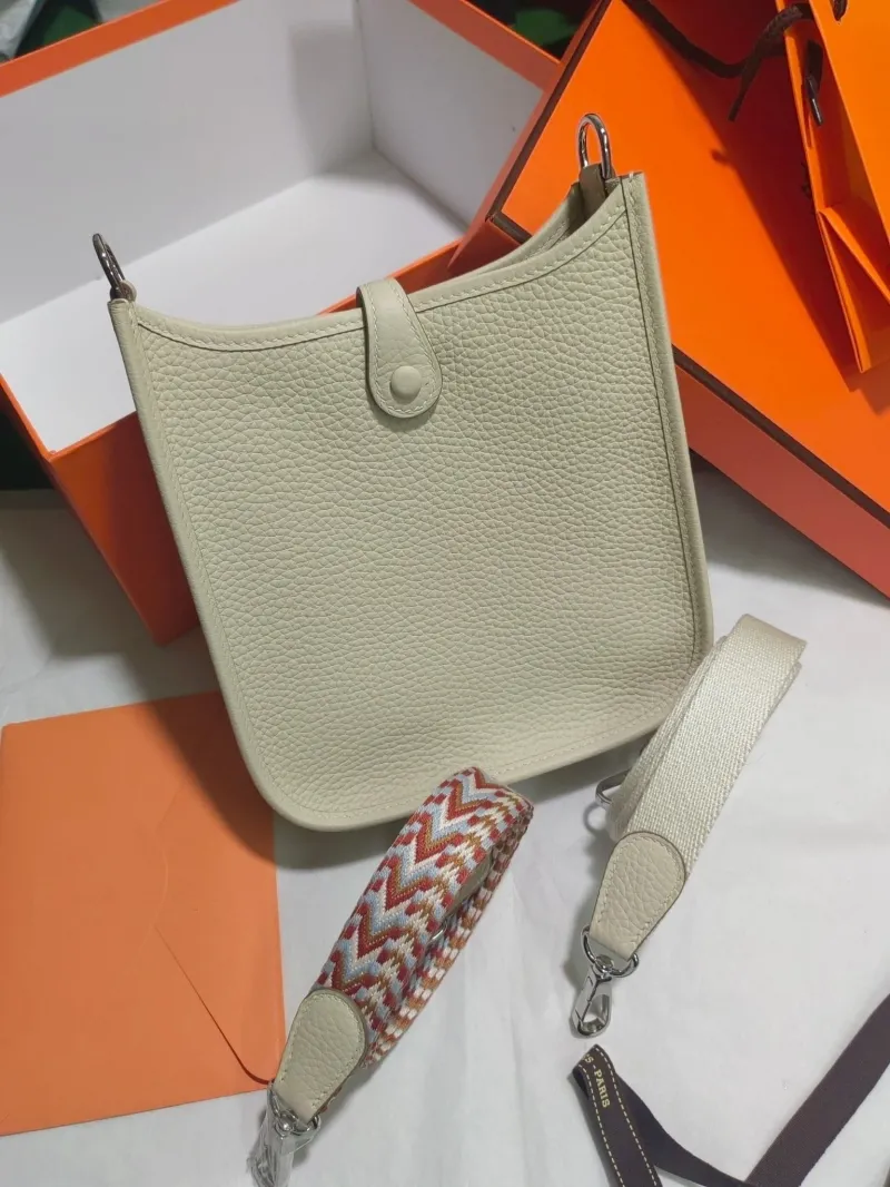 Hermes Cream Leather Crossbody Satchel Bag
