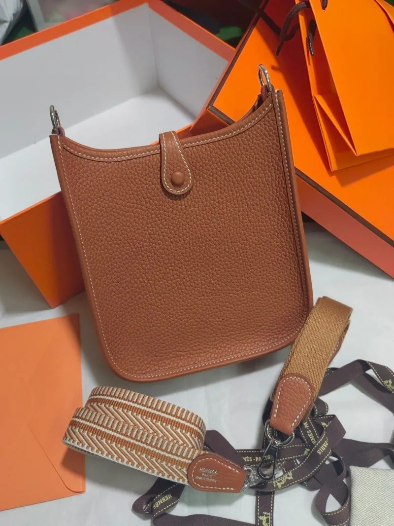 Alternative view of Hermes Brown Leather Crossbody Bag