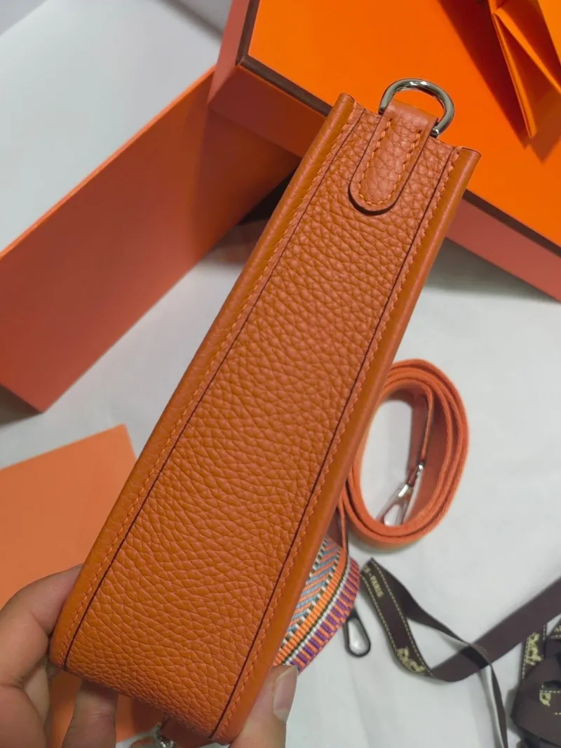 Hermes Orange Leather Crossbody Satchel Bag - Image 3