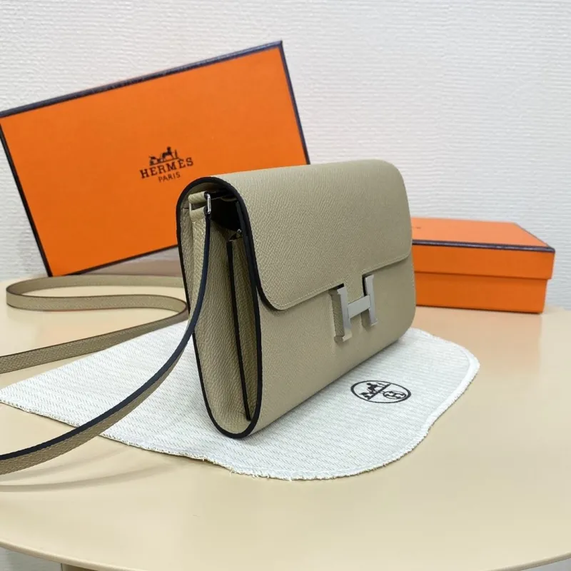 Hermes Beige Leather Satchel Crossbody Bag - Image 4