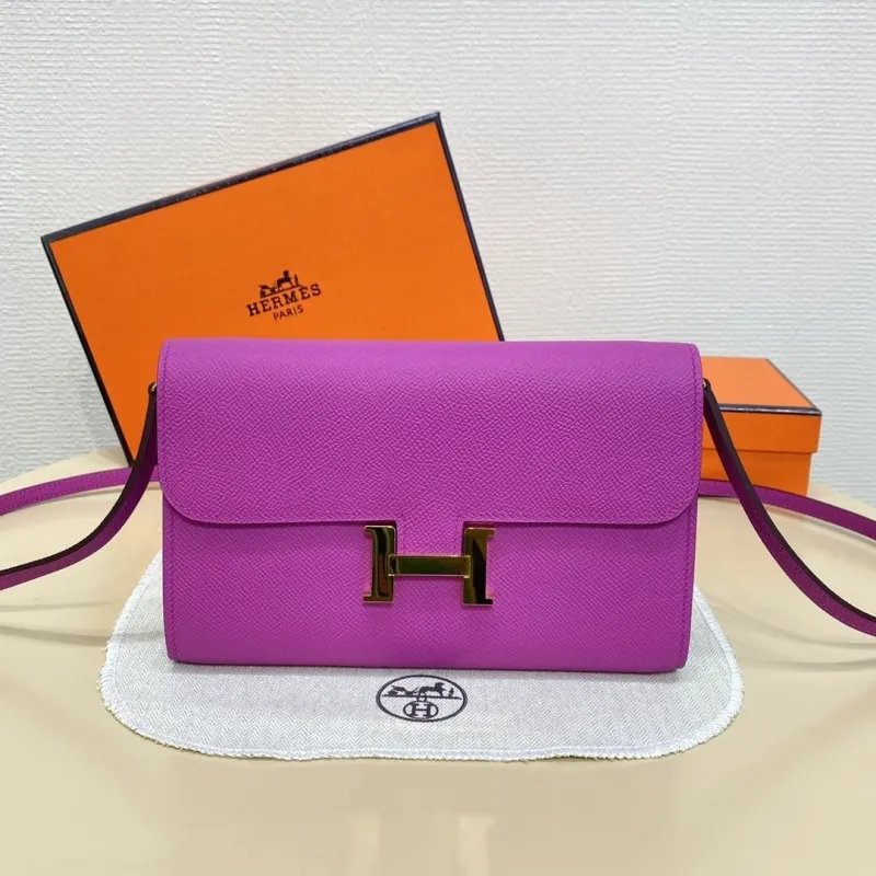 Hermes Purple Leather Crossbody Bag