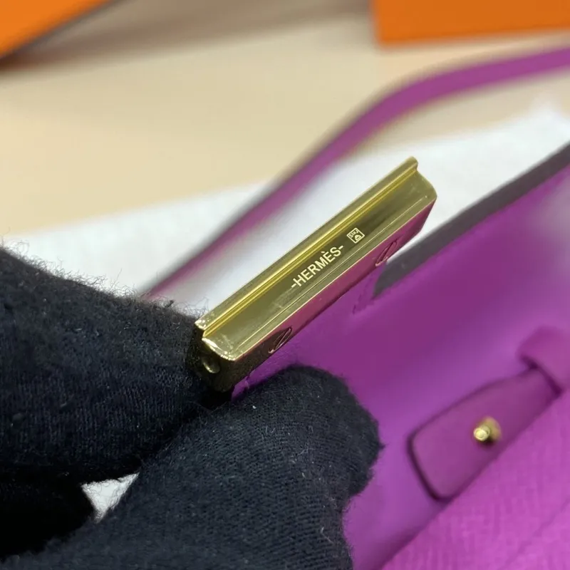 Hermes Purple Leather Crossbody Bag - Image 7
