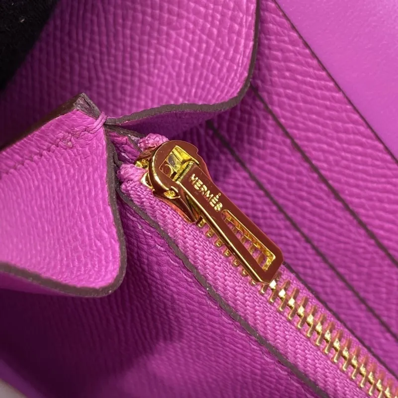 Hermes Purple Leather Crossbody Bag - Image 8