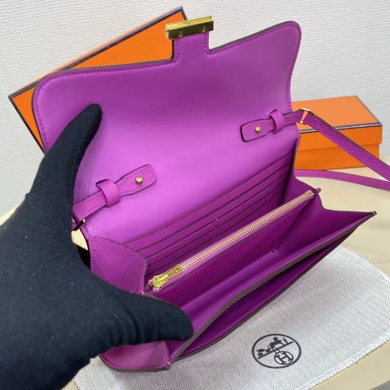 Hermes Purple Leather Crossbody Bag - Image 10