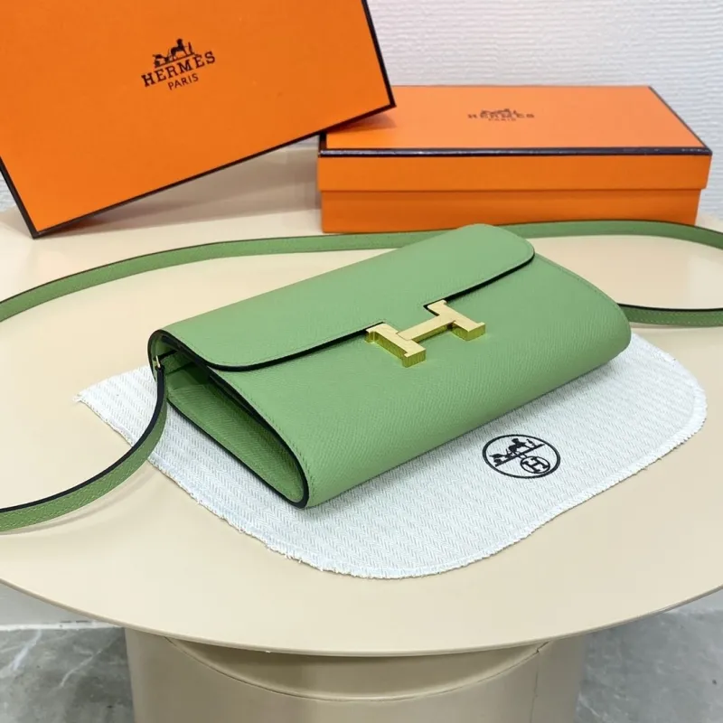 Hermes Green Leather Crossbody Satchel Bag - Image 5