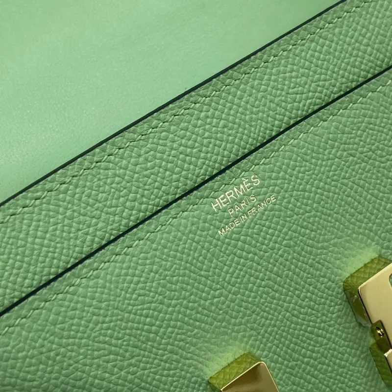 Hermes Green Leather Crossbody Satchel Bag - Image 9