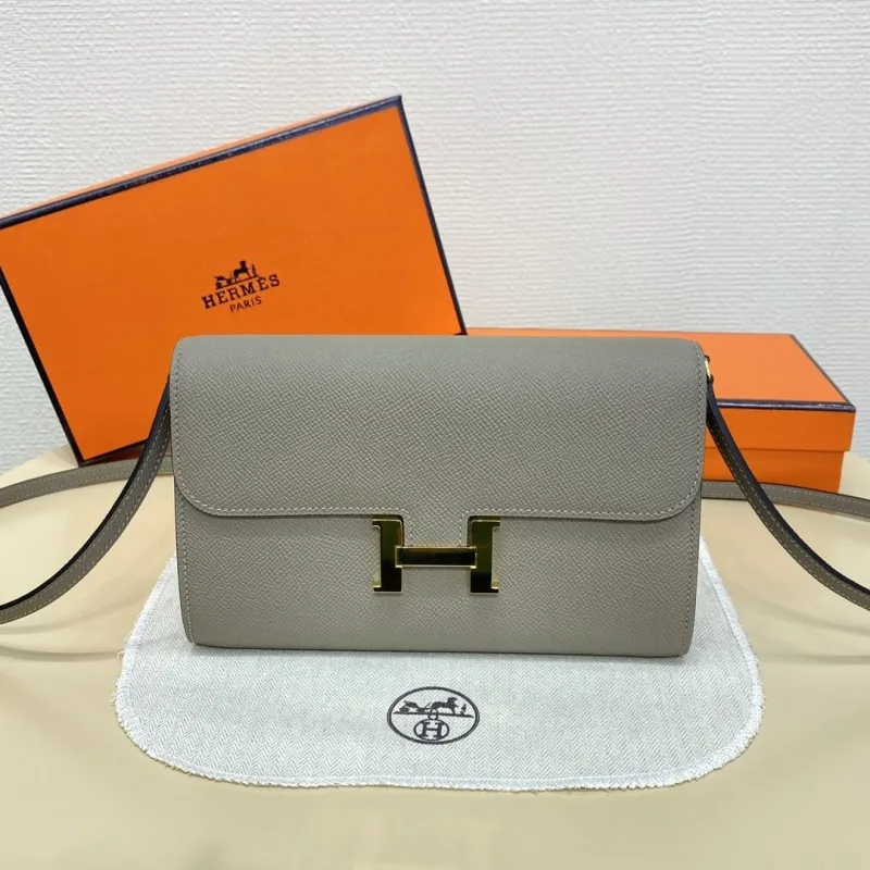 Hermes Gray Leather Crossbody Satchel Bag B DJ 032 H
