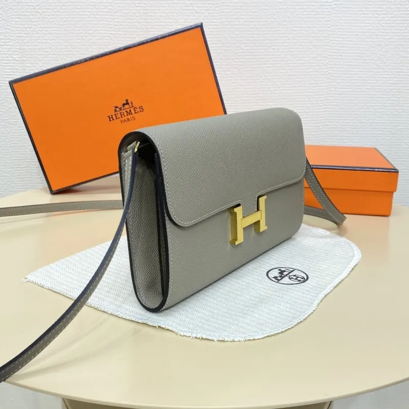 Hermes Gray Leather Crossbody Satchel Bag B DJ 032 H - Image 4