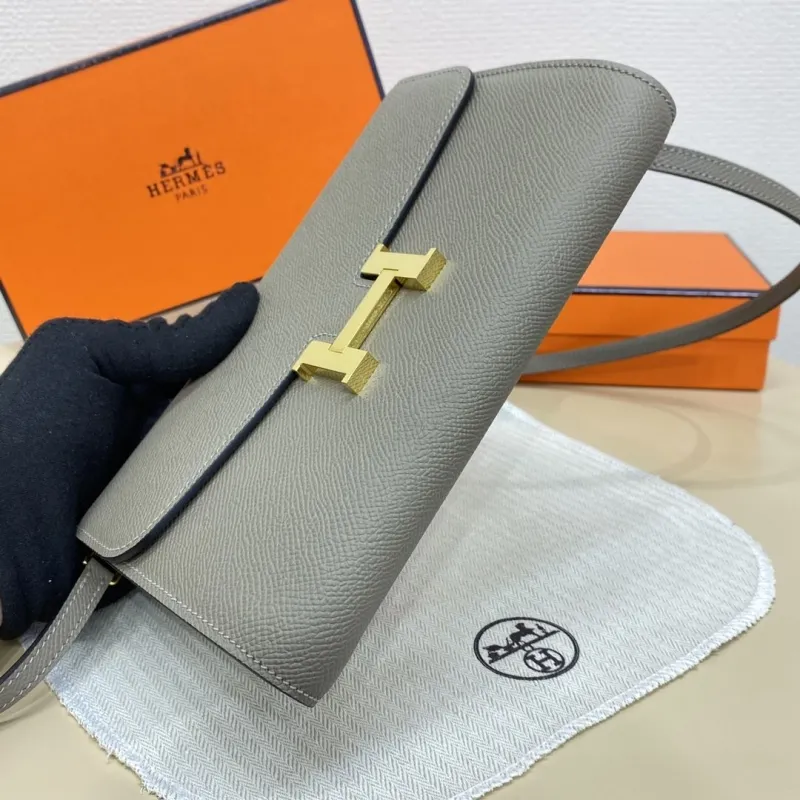 Hermes Gray Leather Crossbody Satchel Bag B DJ 032 H - Image 5