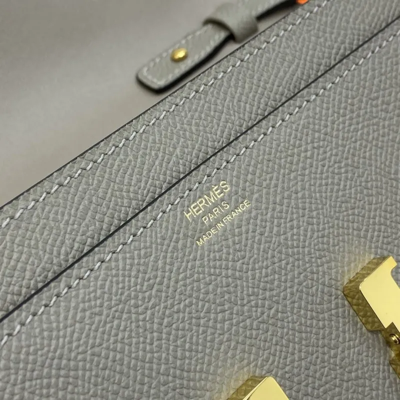 Hermes Gray Leather Crossbody Satchel Bag B DJ 032 H - Image 9